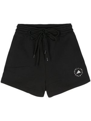 adidas logo-print organic cotton track shorts - Black