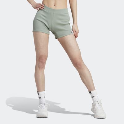 adidas Lounge Rib Booty Shorts Silver Green S Womens