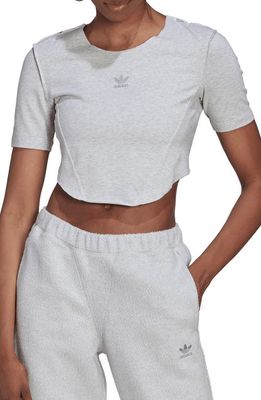 adidas Loungewear Crop T-Shirt in Light Grey Heather