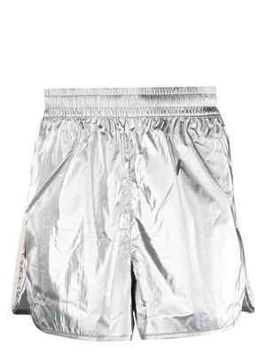 adidas metallic logo-patch track shorts - Silver