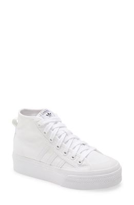adidas Nizza Mid Platform High Top Sneaker in White/White/White