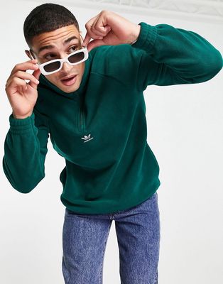 adidas Originals 1/4 zip boyfriend fit fleece in green