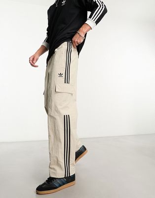 adidas Originals 3 Stripe Cargo pants in beige-Neutral