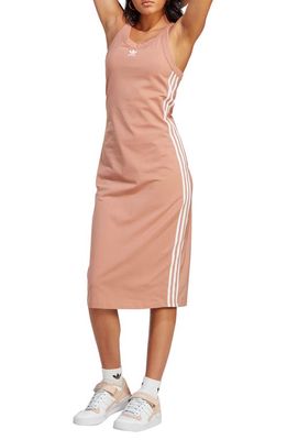adidas Originals 3-Stripes Cotton Tank Dress in Clay Strata