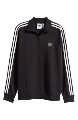 adidas Originals 3-Stripes Half Zip Pullover in Black/White