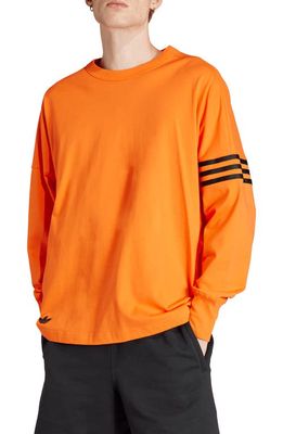 adidas Originals 3-Stripes Long Sleeve T-Shirt in Semi Impact Orange