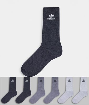 adidas Originals 6-pack logo crew socks in multi