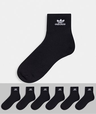 adidas Originals 6 pack quarter socks in black