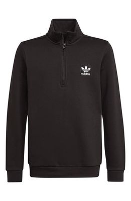 adidas Originals Adicolor Half Zip Cotton Blend Sweatshirt in Black
