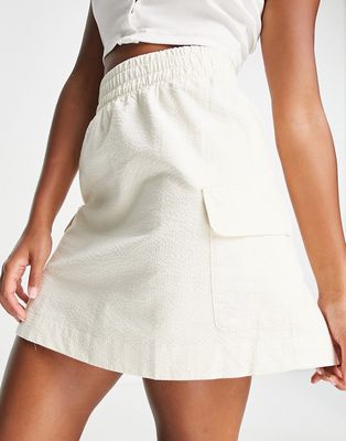 adidas Originals adicolor seersucker skirt in wonder white