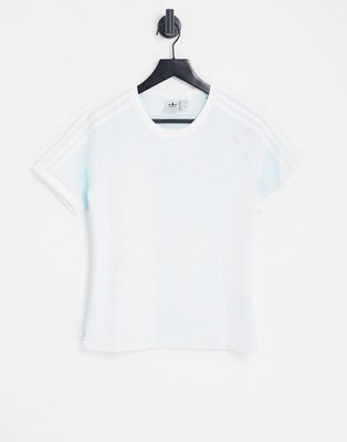 adidas Originals adicolor slim fit three stripe t-shirt in almost blue