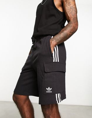 adidas Originals adicolor three stripe 10 inch cargo shorts in black