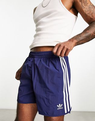 adidas Originals adicolor three stripe sprinter shorts in navy