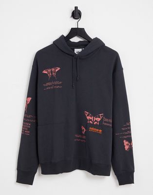 adidas Originals Adventure hoodie in black with butterfly print