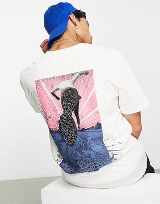 adidas Originals Adventure trail boyfriend fit T-shirt in off white with back print