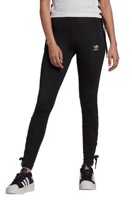 adidas Originals Always Original High Waist Lace Up Stretch Recycled Polyester Leggings in Black