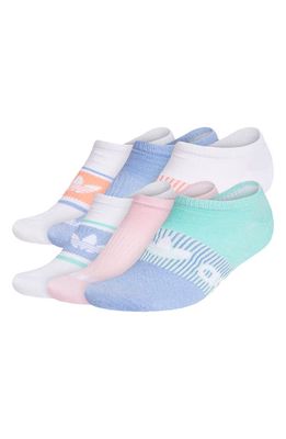 adidas Originals Assorted 6-Pack Ankle Socks in Clear Mint Green/Coral Pink
