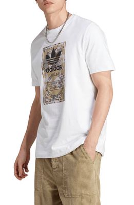 adidas Originals Camouflage Tongue Label Graphic T-Shirt in White