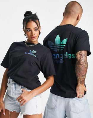 adidas Originals City Trefoil Los Angeles T-shirt in black with back print