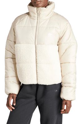 adidas Originals Court Polar Puffer Jacket in Wonder Beige