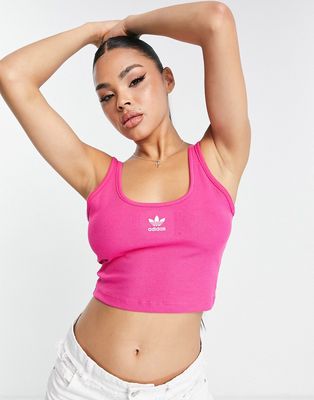 adidas Originals essentials crop top with logo in pink