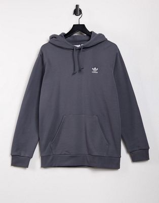 adidas Originals essentials hoodie in dark gray heather with small logo-Grey