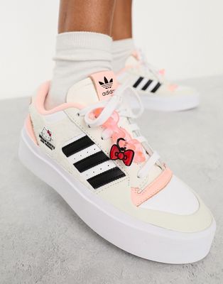 adidas Originals Forum Bonega X Hello Kitty Low platform sneakers in cream-White