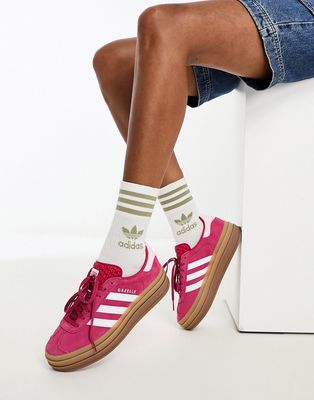 adidas Originals gazelle Bold sneakers in burgundy and pink-Red