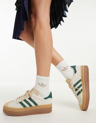 adidas Originals Gazelle Bold sneakers in white and green