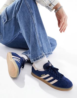adidas Originals Gazelle sneakers in navy and taupe