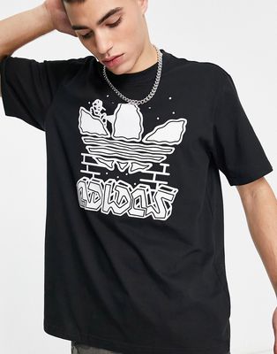 adidas Originals Graphics Let's Grow Together Fuzi t-shirt in black and white