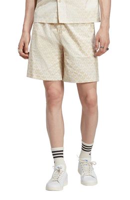 adidas Originals Graphics Monogram Woven Cotton Shorts in Sand Strata