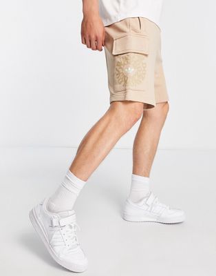 adidas Originals Graphics Ozworld cargo shorts in magic beige-Neutral