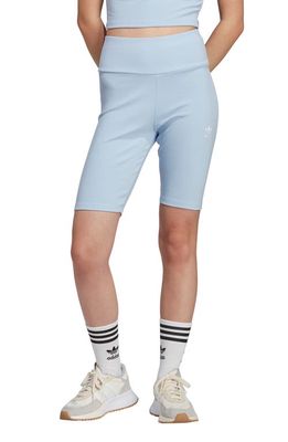 adidas Originals High Waist Ribbed Shorts in Blue Dawn