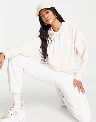adidas Originals 'Hit The Barre' cropped hoodie with trefoil in off white