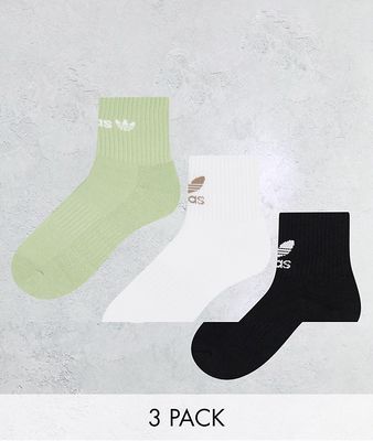 adidas Originals Icon 3 pack quarter socks in multi