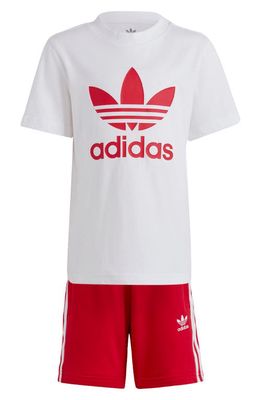 adidas Originals Kids' Adicolor Graphic T-Shirt & Shorts Set in Better Scarlet