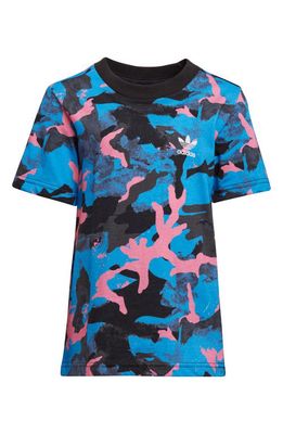 adidas Originals Kids' Camouflage T-Shirt in Blue/Carbon/Black/Pink