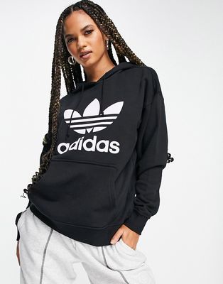 adidas Originals large logo hoodie in black