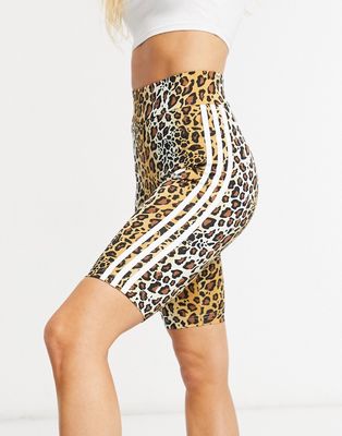 adidas Originals 'Leopard Luxe' legging shorts-Brown