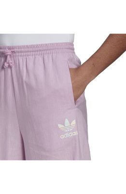 adidas Originals Linen Blend Wide Leg 7/8 Pants in Bliss Lilac