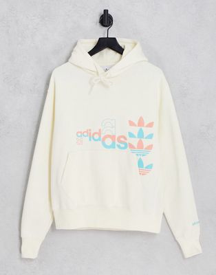 adidas Originals logo hoodie in off-white
