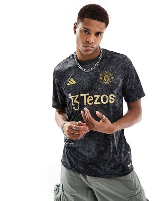 adidas Originals Manchester United Stone Roses Pre-match Jersey in black