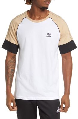 adidas Originals Men's SST Colorblock T-Shirt in White/Magic Beige/Black