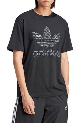 adidas Originals Mono Trefoil Logo Graphic T-Shirt in Black/Grey Five