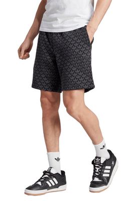 adidas Originals Monogram Cotton French Terry Shorts in Black