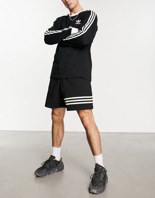 adidas Originals Neuclassics 3 stripe 6 inch shorts in black