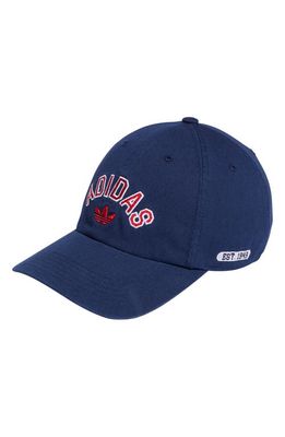 adidas Originals New Prep Relaxed Baseball Hat in Night Indigo/Better Scarlet