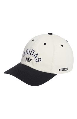 adidas Originals New Prep Relaxed Baseball Hat in Wonder White/Black