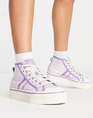 adidas Originals Nizza Platform Mid sneakers in lilac and pink-Purple